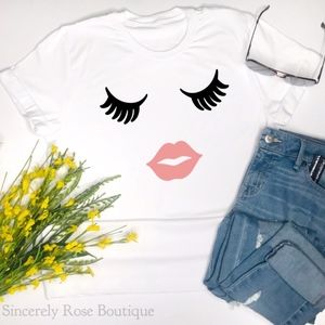 Lashes and Blush Lips | White T-Shirt